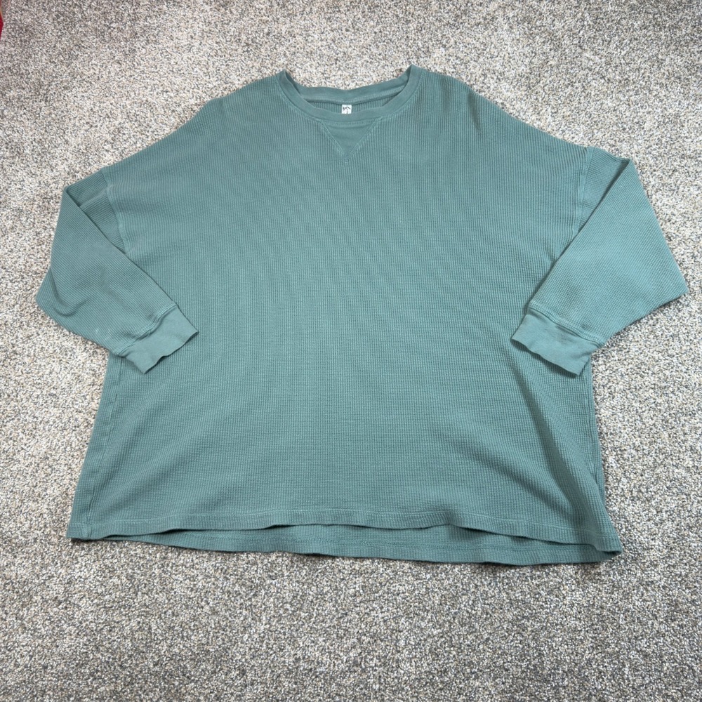 Intimately Free People XS Sage Green Waffle Knit Thermal Oversized Top OB669041